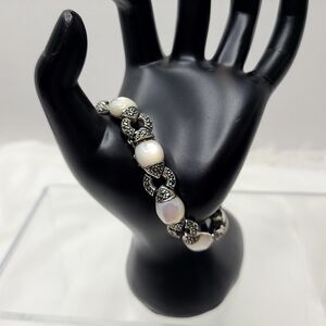 Sterling Silver Mother of Pearl Marcasite Bracelet